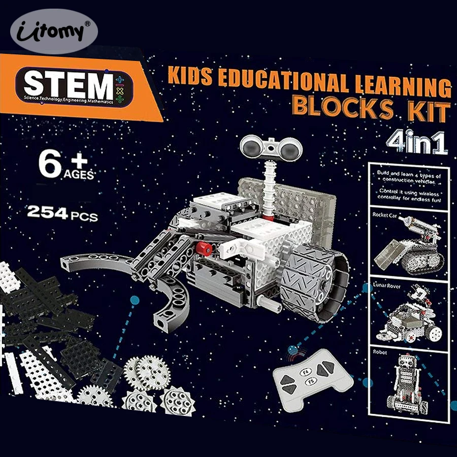 DIY RC Blocks 4-in-1 Construction Set RC Robotic Vechicles Motorized Space Exploration Science Robots STEM educational Model kit
DIY RC Blocks 4-in-1 Construction Set RC Robotic Vechicles Motorized Space Exploration Science Robots STEM educational Model kit