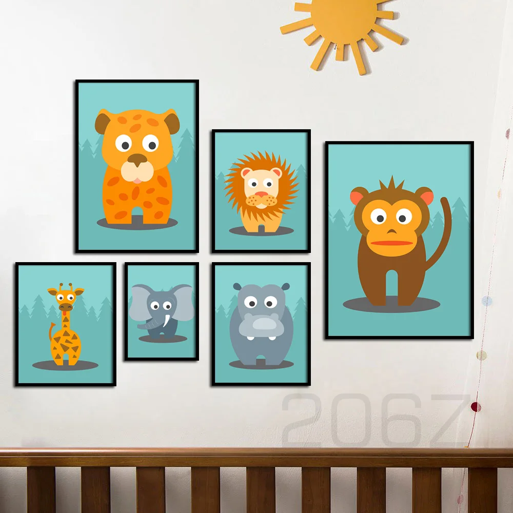 Cartoon Tiger Lion Monkey Giraffe Elephant Animals Nordic Posters And Prints Wall Art Pictures Kids Room Decor Canvas Painting
Cartoon Tiger Lion Monkey Giraffe Elephant Animals Nordic Posters And Prints Wall Art Pictures Kids Room Decor Canvas Painting
