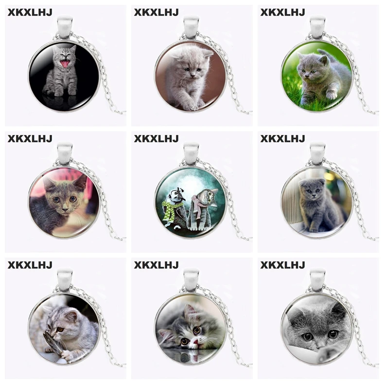 Men and women party gift necklace glass necklace personality necklace fashion jewelry gray kitten cat
Men and women party gift necklace glass necklace personality necklace fashion jewelry gray kitten cat