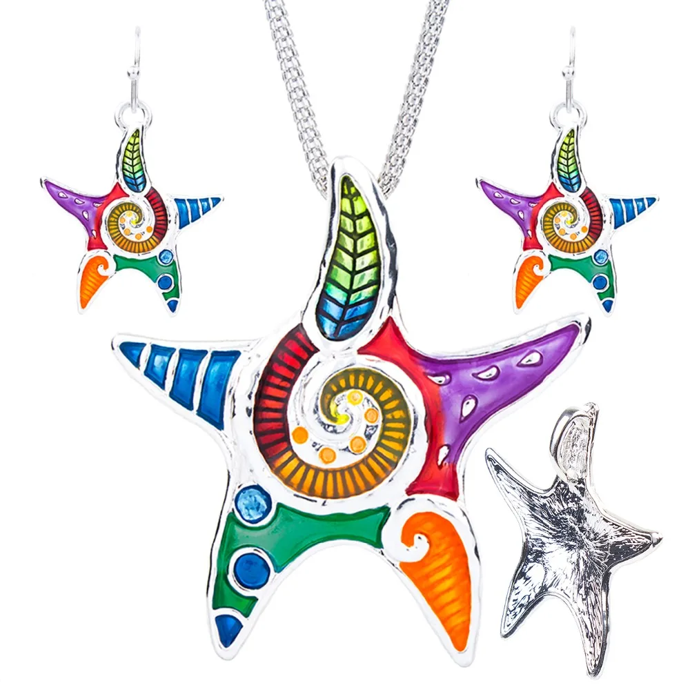1set New Starfish Necklace Earrings Set Alloy Unique Star Design Gift Animal Pendant Jewelry Sets Rainbow Charm Accessories
1set New Starfish Necklace Earrings Set Alloy Unique Star Design Gift Animal Pendant Jewelry Sets Rainbow Charm Accessories