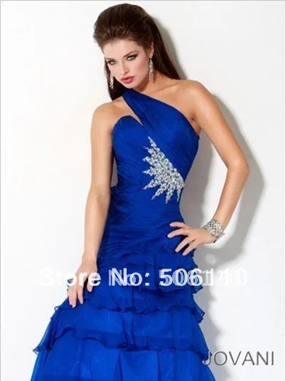 2Custom Wholesale Royal Blue One shoulder Mermaid Chiffon Sexy Beaded 9590 Prom Dresses Formal Party Cocktail Dress Gowns | Свадьбы и