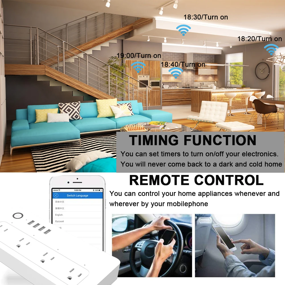 Нам WiFi Smart Plug Стабилизатор напряжения голос Управление таймер индивидуально