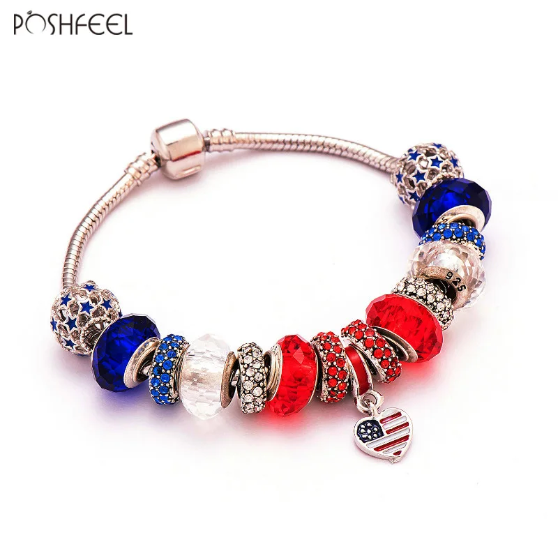 Poshfeel Heart Shaped American Usa Flag Charm Bracelet Women Diy Beads Jewelry Bracelet Patriotic Style Pulsera Mbr170093
Poshfeel Heart Shaped American Usa Flag Charm Bracelet Women Diy Beads Jewelry Bracelet Patriotic Style Pulsera Mbr170093