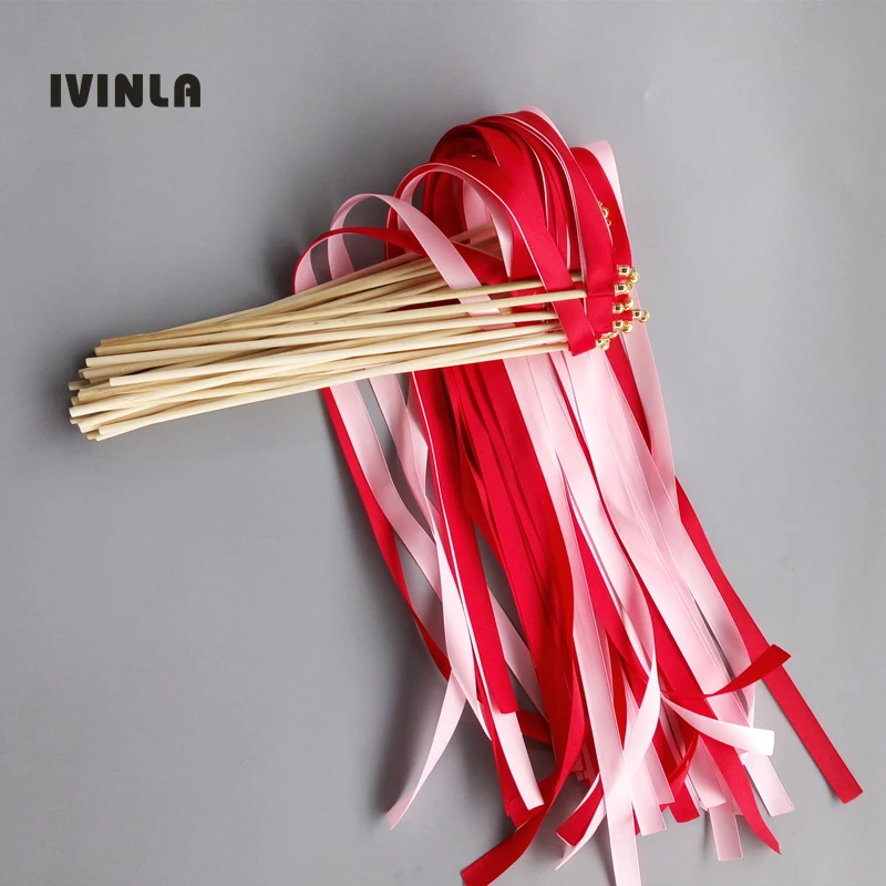 Newest 50pcs/lot Dark Red and Pink ribbon wands with gold bell for wedding decoration
Newest 50pcs/lot Dark Red and Pink ribbon wands with gold bell for wedding decoration