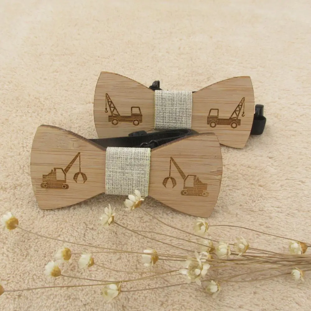 Детский деревянный галстук бабочка для строительства автомобиля в горошек