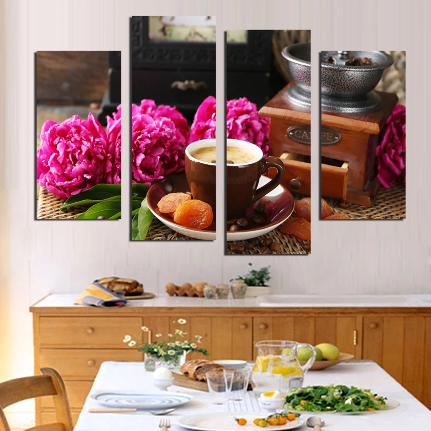 4 Panel Modern Wall Painting HD Coffee Red flowers Kitchen Still Life Art Picture Prints Home Decor On Canvas Unframed
4 Panel Modern Wall Painting HD Coffee Red flowers Kitchen Still Life Art Picture Prints Home Decor On Canvas Unframed