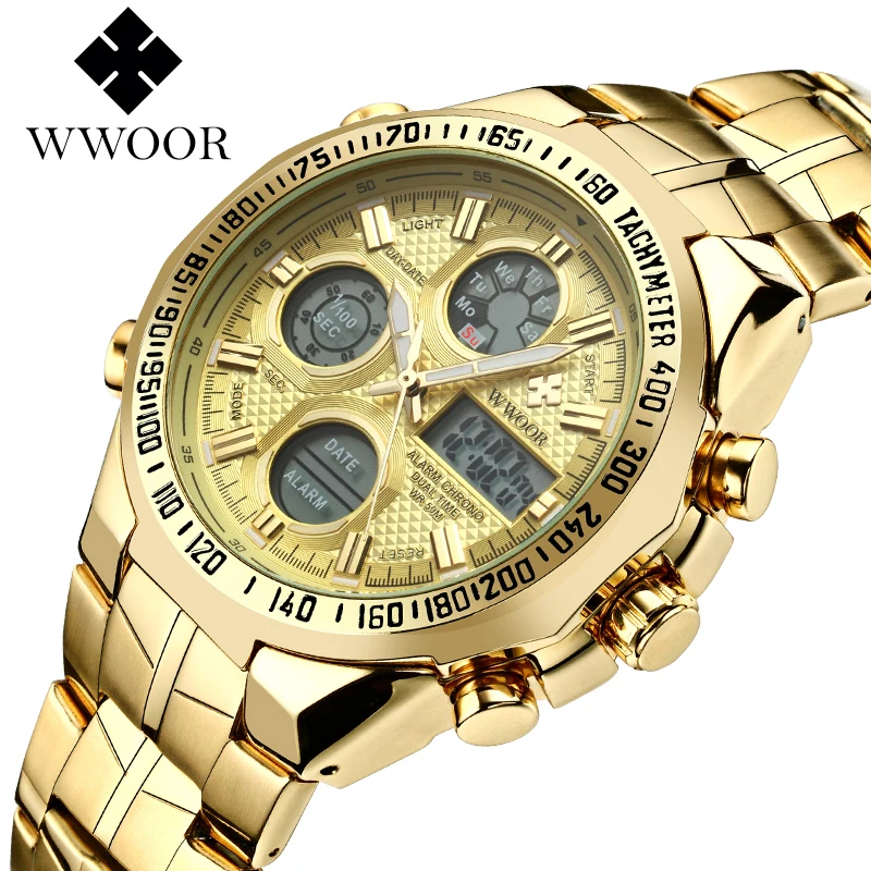 WWOOR 2018 New Luxury Brand Dual Time Clock Fashion Full Stainless Steel Men's Watches Army Male Sports Wrist watch Waterproof
WWOOR 2018 New Luxury Brand Dual Time Clock Fashion Full Stainless Steel Men's Watches Army Male Sports Wrist watch Waterproof
