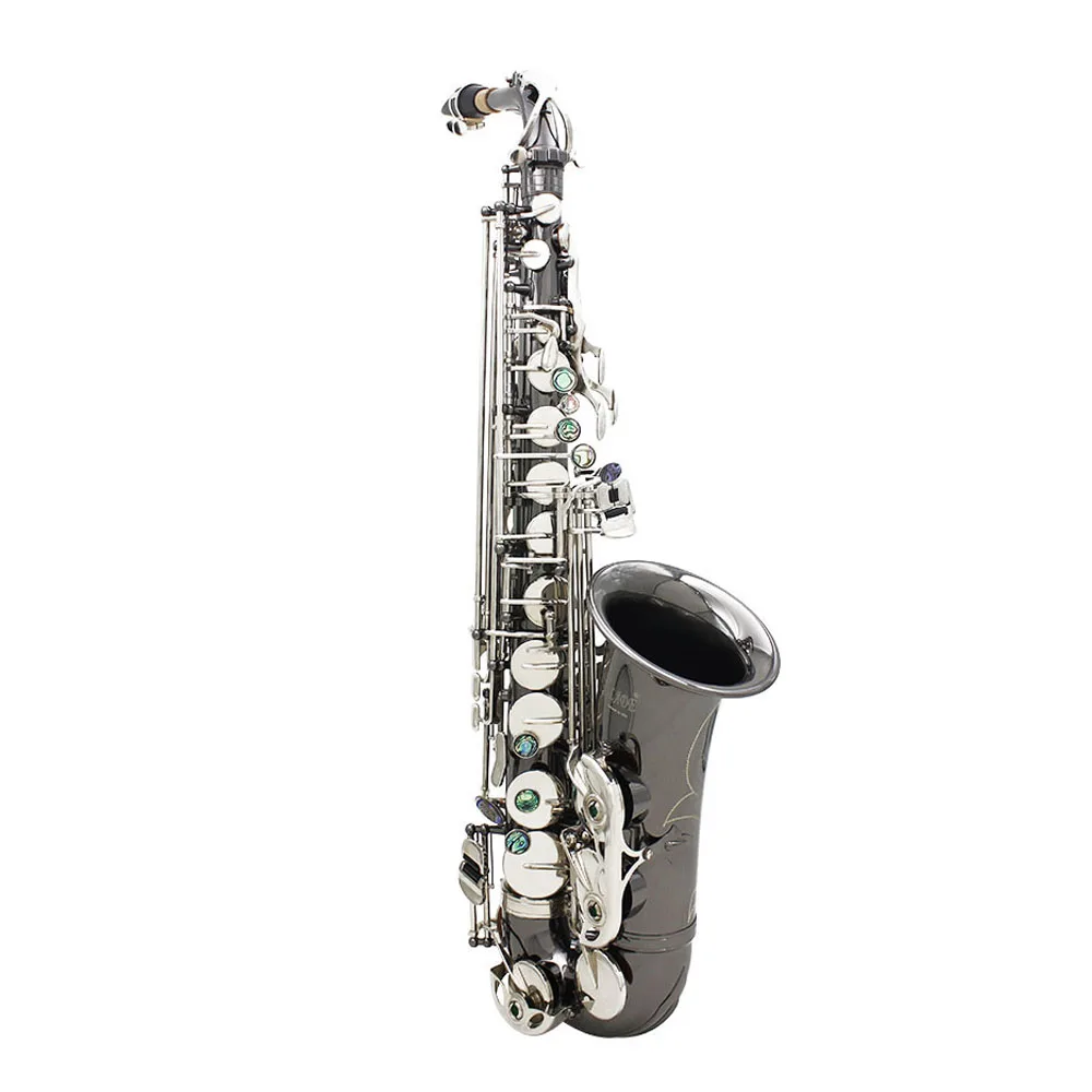 

Professional Brass Bend Eb E-flat Alto Saxophone Sax Black Nickel Plating Abalone Shell Keys with Carrying Case