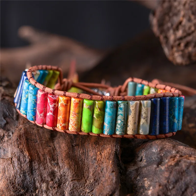 Chakra Bracelet Boho Natural Stone Beaded Bracelet Unique Friendship Leather Bracelet Dropshipping Single Leather Wrap Bracelet
Chakra Bracelet Boho Natural Stone Beaded Bracelet Unique Friendship Leather Bracelet Dropshipping Single Leather Wrap Bracelet