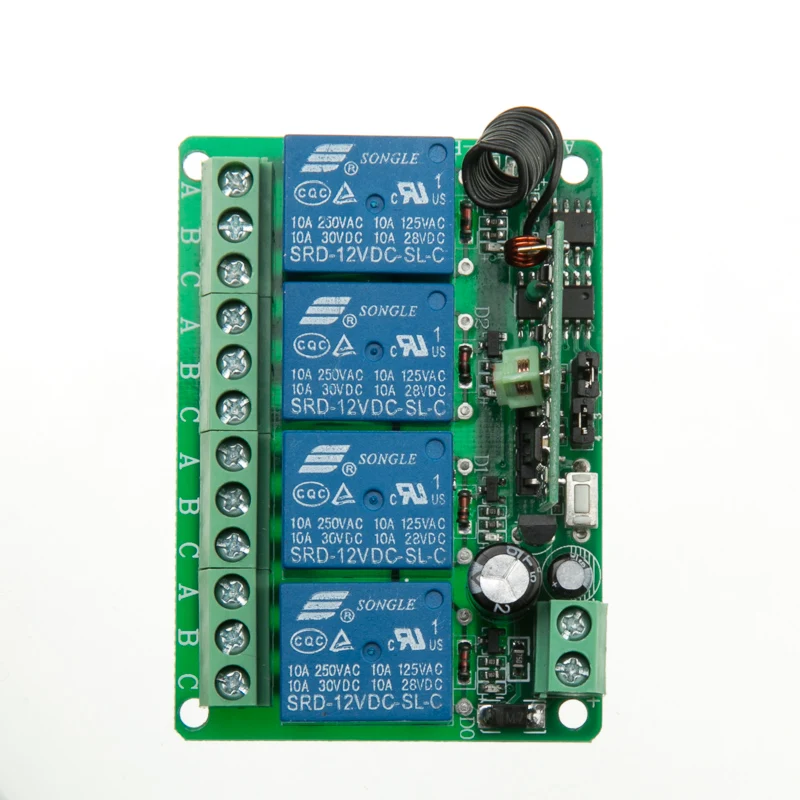 DC 12V 24V 4 CH Channels 4CH RF Wireless Remote Control Switch System Receiver,Compatible 315 / 433.92 MHz
DC 12V 24V 4 CH Channels 4CH RF Wireless Remote Control Switch System Receiver,Compatible 315 / 433.92 MHz