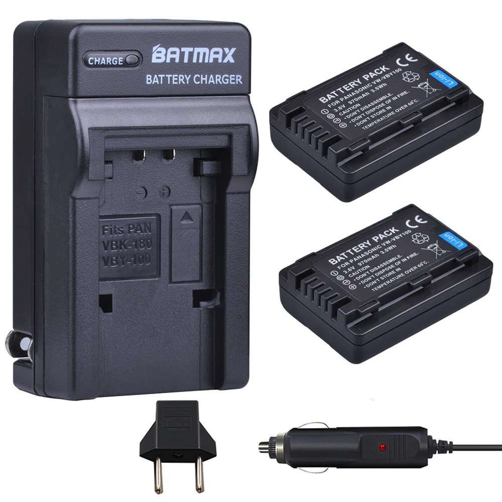 2Pcs VW-VBY100 VBY100 Battery+ Car Plug Charger for Panasonic HC-V201, HC-V110, HC-V110GK, HC-V110K, HC-V110P, HC-V130, HC-V160
2Pcs VW-VBY100 VBY100 Battery+ Car Plug Charger for Panasonic HC-V201, HC-V110, HC-V110GK, HC-V110K, HC-V110P, HC-V130, HC-V160