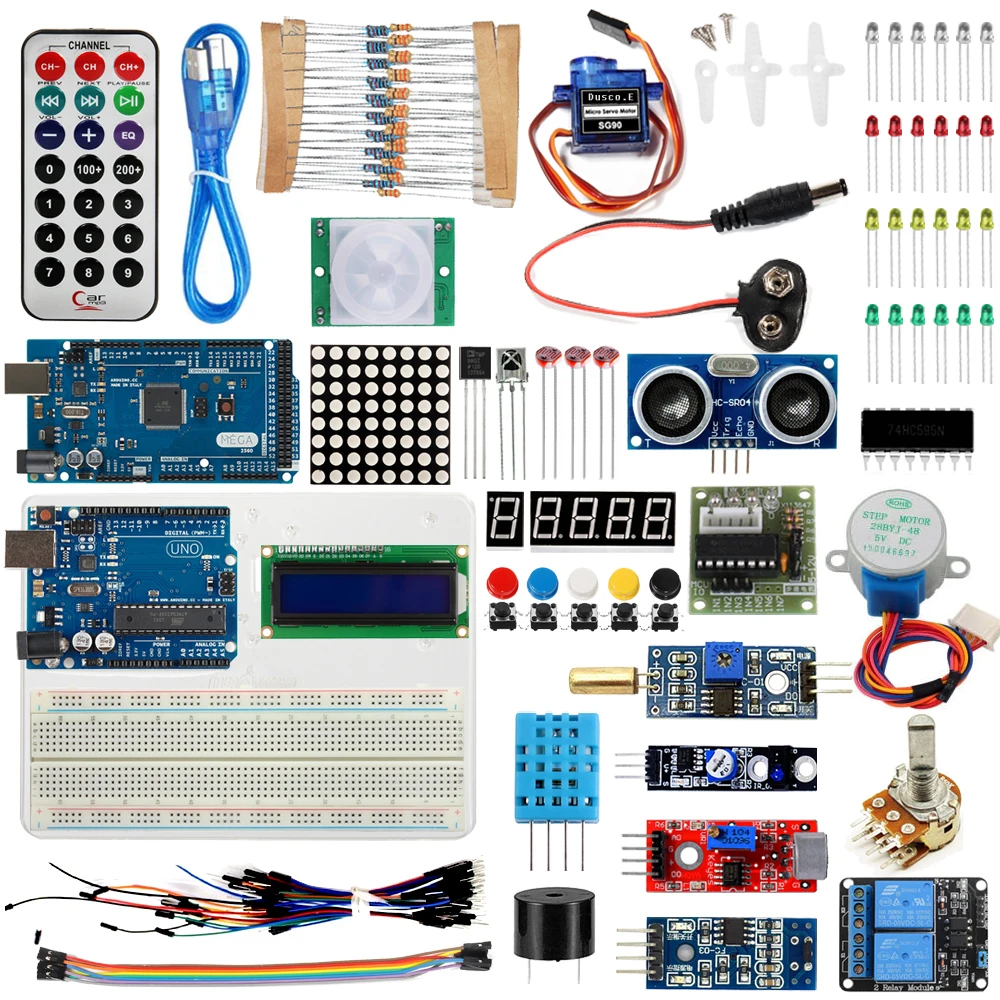 Стартовый комплект для Arduino UNO R3 И Mega2560, плата для светодиодного 1602 LCD серводвигателя, релейный модуль датчика, обучающий базовый комплект/USB ...
Стартовый комплект для Arduino UNO R3 И Mega2560, плата для светодиодного 1602 LCD серводвигателя, релейный модуль датчика, обучающий базовый комплект/USB ...