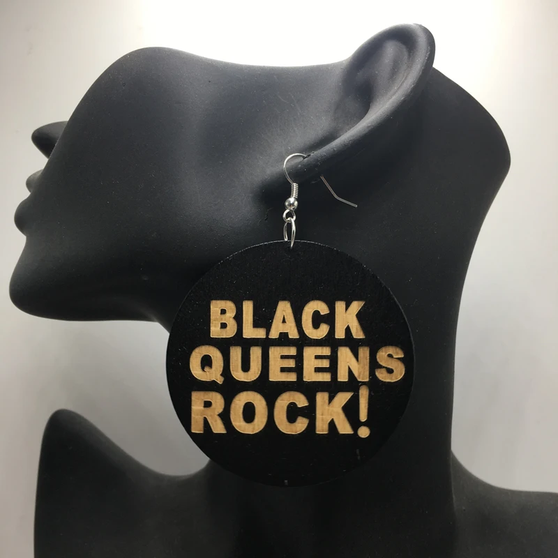 Деревянные серьги Black Queens Rock | Украшения и аксессуары