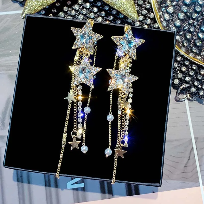 2020 Fashion Star Long Tassel Earrings Chain Statement Earrings Pendientes Korean Bling Crystal Women Drop Earring Jewelry XH
2020 Fashion Star Long Tassel Earrings Chain Statement Earrings Pendientes Korean Bling Crystal Women Drop Earring Jewelry XH