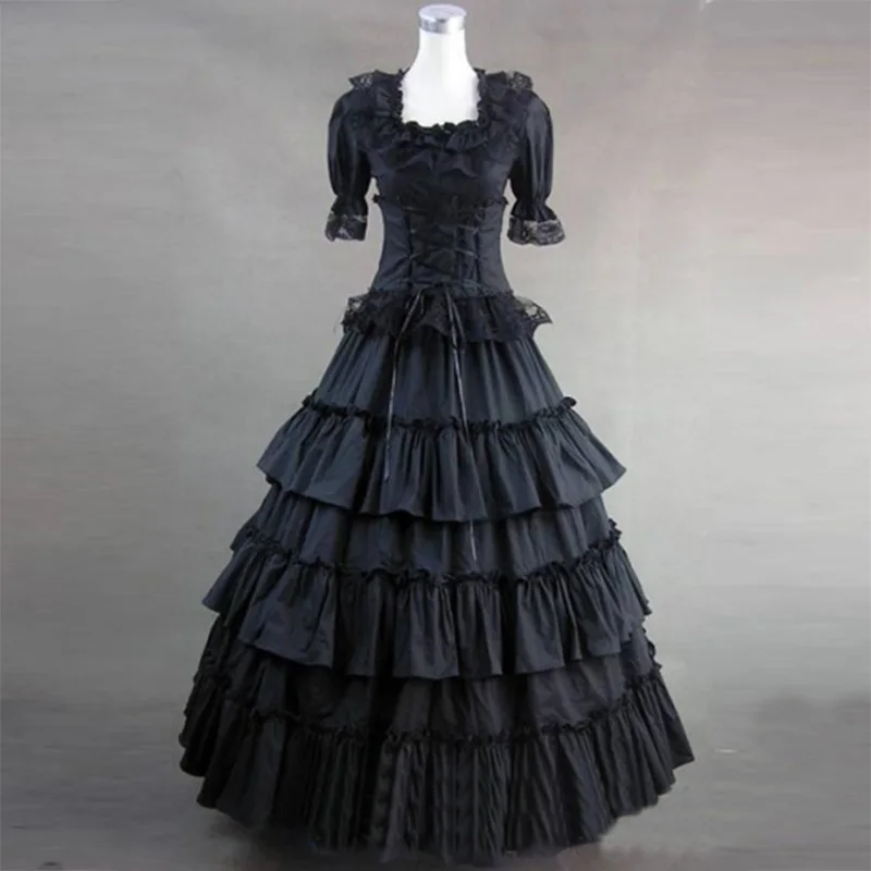 2018 Black and White Cotton Gothic Victorian Party Dress 18th Century Retro Short Sleeve Court Princess Ball Gowns For Women
2018 Black and White Cotton Gothic Victorian Party Dress 18th Century Retro Short Sleeve Court Princess Ball Gowns For Women