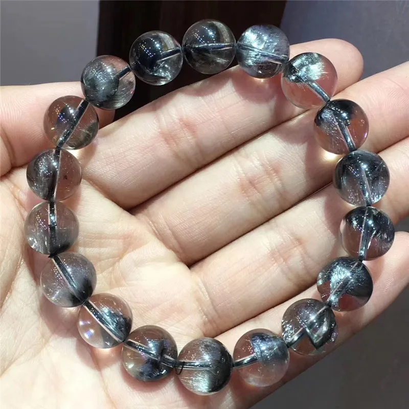 11.9mm Natural Brookite Platinum Silver Rutilated Quartz Bracelet Woman Man Gift Round Beads Gift Crystal Stretch Lucky Jewelry
11.9mm Natural Brookite Platinum Silver Rutilated Quartz Bracelet Woman Man Gift Round Beads Gift Crystal Stretch Lucky Jewelry
