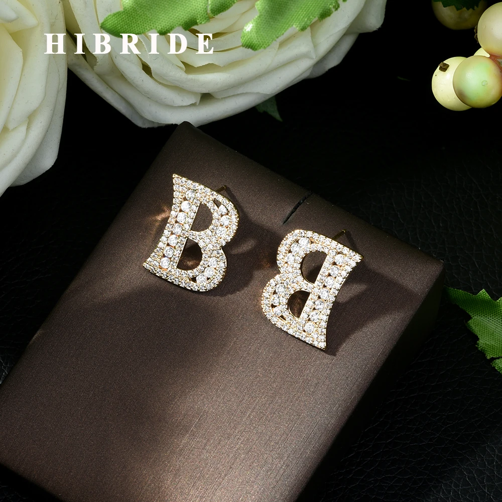 HIBRIDE Simple Design Gold Color AAA CZ Pave Women Letter Stud Earrings Women Party Accessories brincos para as mulheres E-463
HIBRIDE Simple Design Gold Color AAA CZ Pave Women Letter Stud Earrings Women Party Accessories brincos para as mulheres E-463