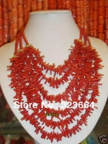 6 нитей плотное красное Коралловое ожерелье ручной работы|handmade necklace|coral branchnecklace