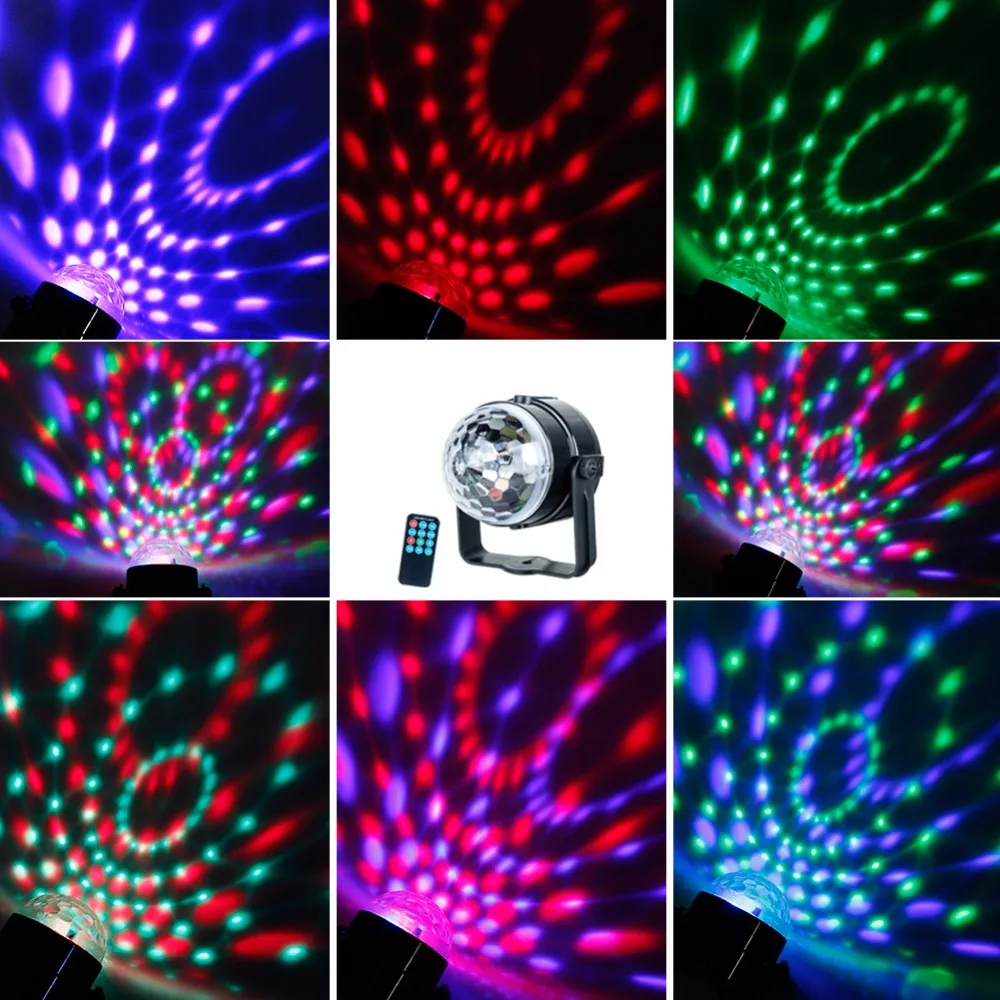 Foxanon RGB 3W Crystal Magic Ball Led Stage Light DJ KTV Disco Christmas Laser Lights Lighting Effect IR Remote Controller | Лампы и