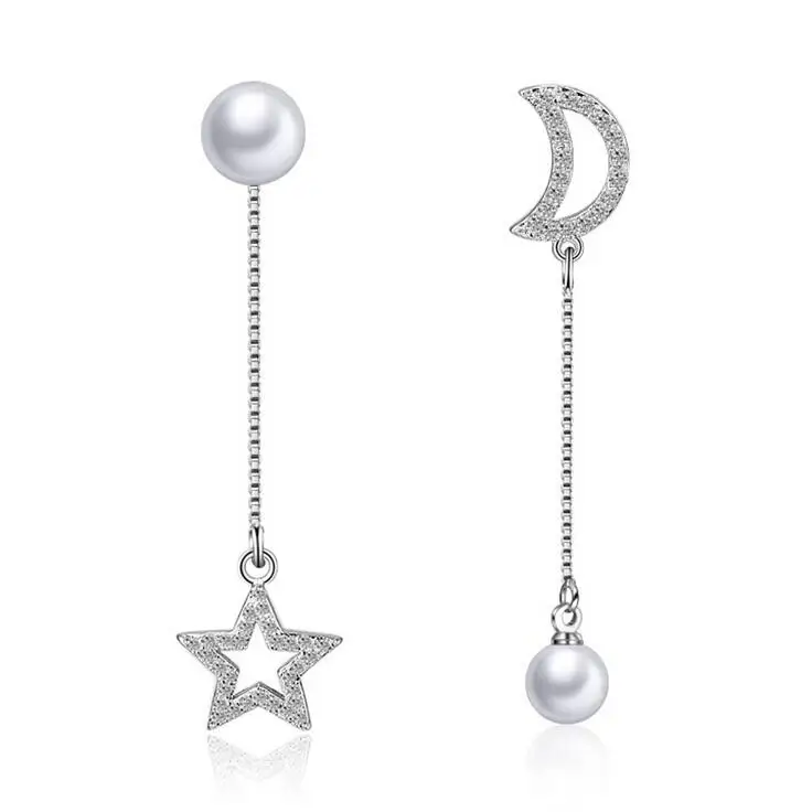 New arrival hot sell fashion moon & star crystal pearl 925 sterling silver ladies long stud earrings jewelry wholesale gift
New arrival hot sell fashion moon & star crystal pearl 925 sterling silver ladies long stud earrings jewelry wholesale gift