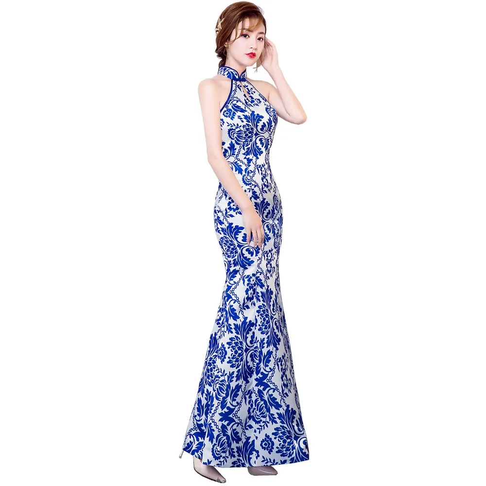 Shanghai Story Fishtail Chinese Dress Halter Keyhole mermaid Qipao blue and white porcelain dress Cheongsam dress for Women
Shanghai Story Fishtail Chinese Dress Halter Keyhole mermaid Qipao blue and white porcelain dress Cheongsam dress for Women