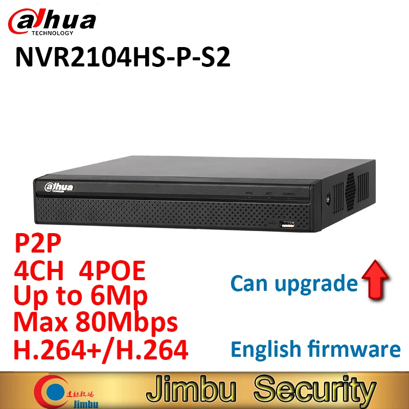 Сетевой видеорегистратор Dahua NVR 4PoE NVR2104HS-P-S2 4CH Compact 1U Lite H.264 +/H.264 до 6 МП максимальная