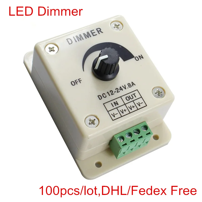 100pcs LED Dimmer Switch DC 12V 24V 8A Adjustable Brightness Lamp Bulb Strip Driver Single Color Light Power Supply Controller
100pcs LED Dimmer Switch DC 12V 24V 8A Adjustable Brightness Lamp Bulb Strip Driver Single Color Light Power Supply Controller