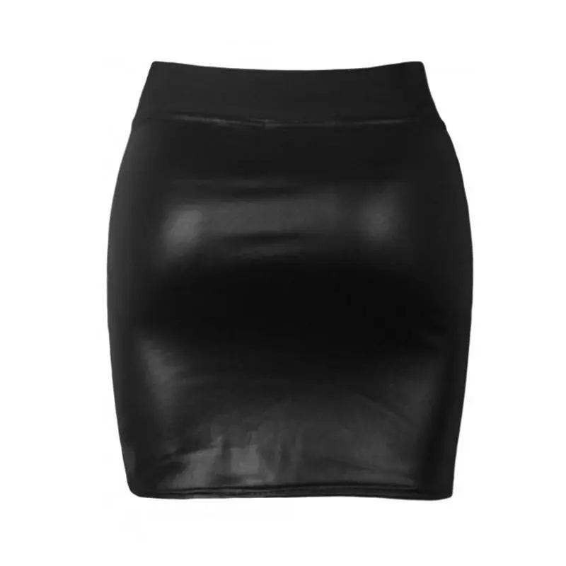 2017 Сексуальная женская черная облегающая мини юбка карандаш из искусственной