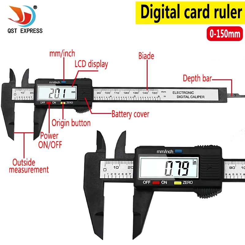 0-100mm 0-150mm Caliper 6 pollici LCD Elettronico Digitale Compasso A Nonio Micrometro Strumento di Misura
0-100mm 0-150mm Caliper 6 pollici LCD Elettronico Digitale Compasso A Nonio Micrometro Strumento di Misura
