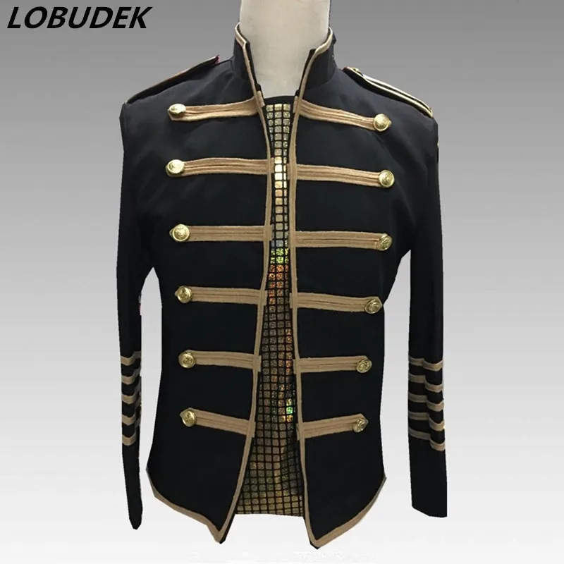Men S-3XL Size Black Slim Jacket Punk Style Gold Striped Coat Nightclub Singer Stage Costume Rock Dancer Bar Performance Outfits
Men S-3XL Size Black Slim Jacket Punk Style Gold Striped Coat Nightclub Singer Stage Costume Rock Dancer Bar Performance Outfits