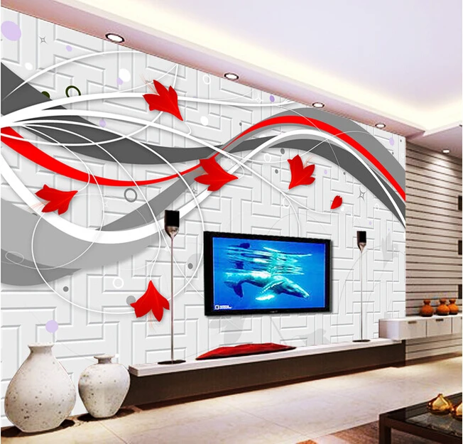 The latest custom 3D murals dynamic line flowers living room sofa TV wall bedroom background paper | Обустройство дома