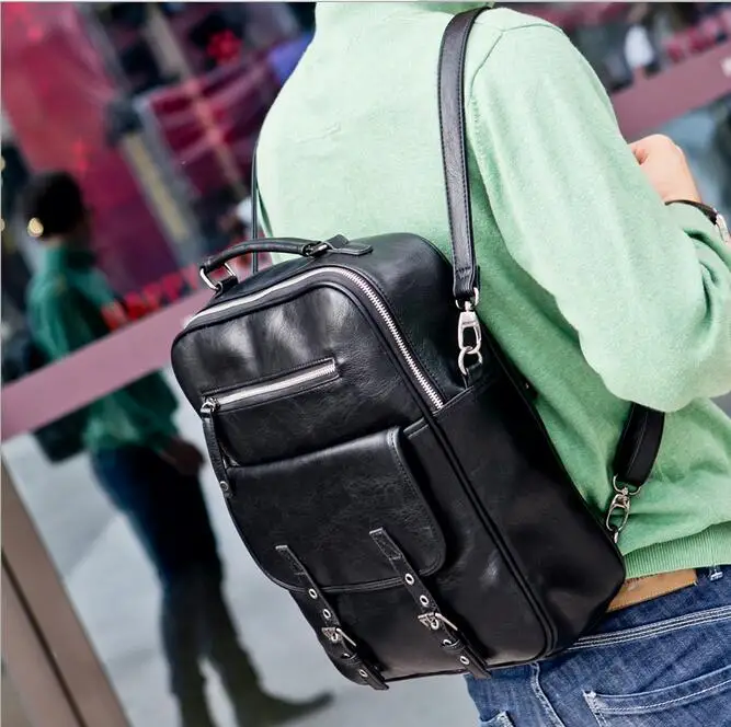 Fashion Men/Women Leather Backpack Black/Brown Multifunctional Removable Shoulder Strap Casual School Bags
Fashion Men/Women Leather Backpack Black/Brown Multifunctional Removable Shoulder Strap Casual School Bags