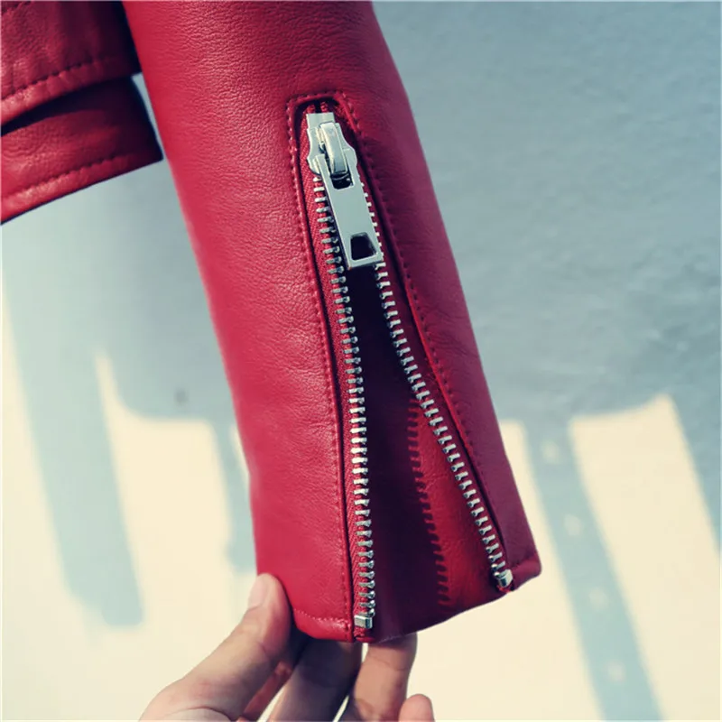 Autumn Red Faux Leather Jacket Women New Motorcycle Short Leather Coat Women Campera Mujer Long Sleeve Black Biker Jacket C4686
Autumn Red Faux Leather Jacket Women New Motorcycle Short Leather Coat Women Campera Mujer Long Sleeve Black Biker Jacket C4686