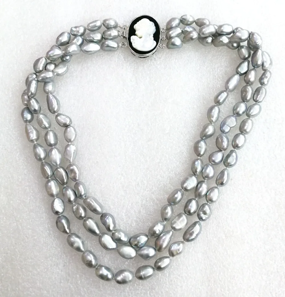 Women Jewelry 3 rows necklace 10mm baroque gray pearl real natural pearl cultured natural freshwater pearl pretty woman clasp
Women Jewelry 3 rows necklace 10mm baroque gray pearl real natural pearl cultured natural freshwater pearl pretty woman clasp