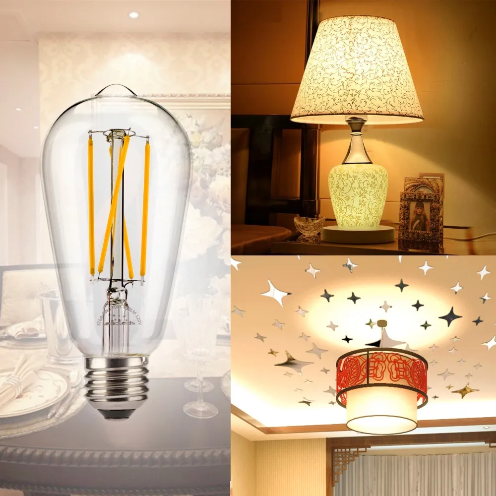 3PCS ST64 Long Filament Bulb E27 6W 7W Dimmable LED Light 110V 220V Edison Bulb Indoor Lamp Vintage Bulb Light Home Hotel Decor
3PCS ST64 Long Filament Bulb E27 6W 7W Dimmable LED Light 110V 220V Edison Bulb Indoor Lamp Vintage Bulb Light Home Hotel Decor