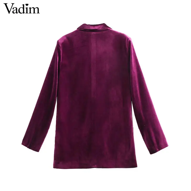 Vadim женский шикарный фиолетовый бархатный Длинный блейзер с карманами