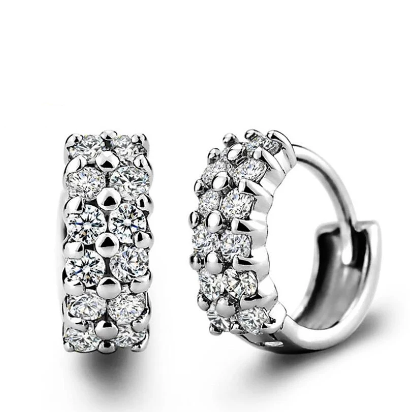 Silver Inlay Luxury Double Row White Zircon Round small Ear buckle Fashion jewelry Cubic zirconia Earrings for Women
Silver Inlay Luxury Double Row White Zircon Round small Ear buckle Fashion jewelry Cubic zirconia Earrings for Women
