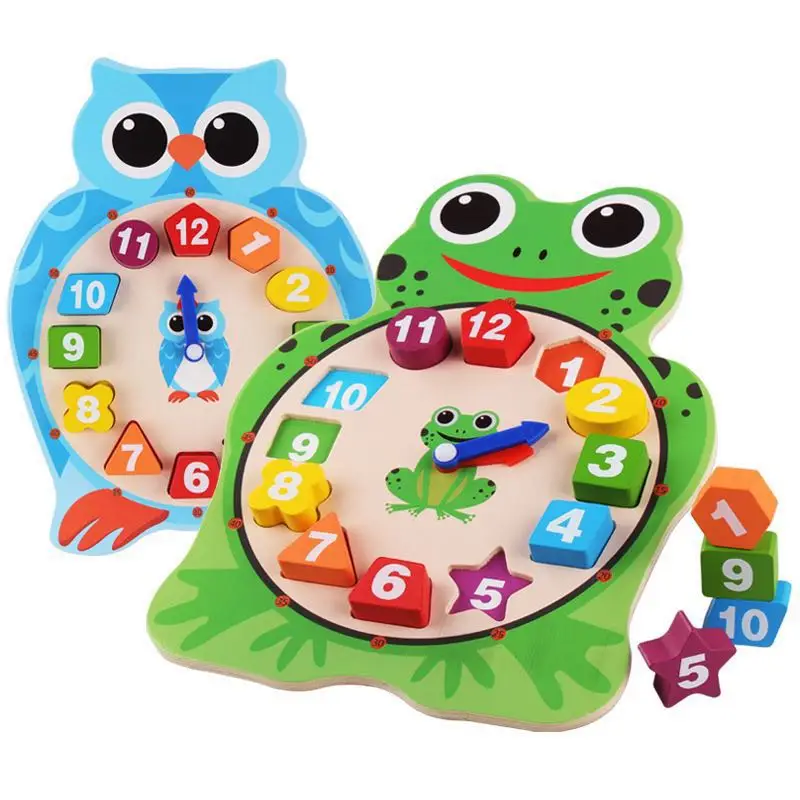 Cartoon Animal Digital Clock Toy Watch Wooden Educational Frog Shape Early Childhood Education Kindergarten Children | Игрушки и хобби