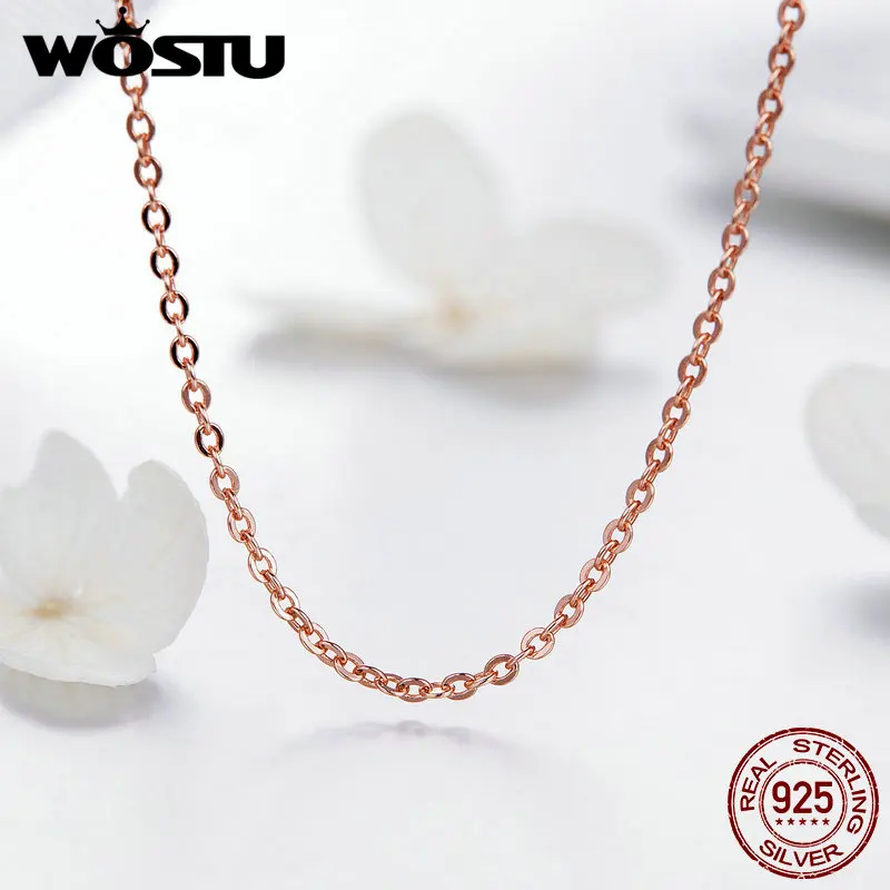 WOSTU Rose Gold Beaded Necklace 925 Sterling Silver Chain For Pendant Necklace 45 cm For Women DIY Jewelry Accessories FIA014
WOSTU Rose Gold Beaded Necklace 925 Sterling Silver Chain For Pendant Necklace 45 cm For Women DIY Jewelry Accessories FIA014