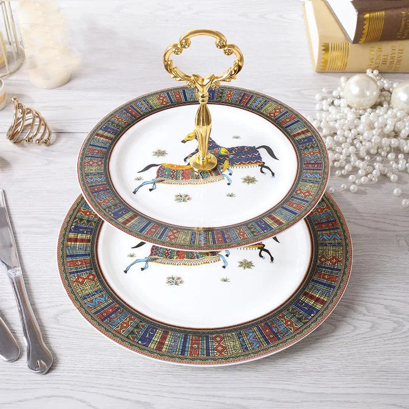 European classical enamel color horse chart coffee restaurant home living room afternoon tea double fruit cake snack tray
European classical enamel color horse chart coffee restaurant home living room afternoon tea double fruit cake snack tray