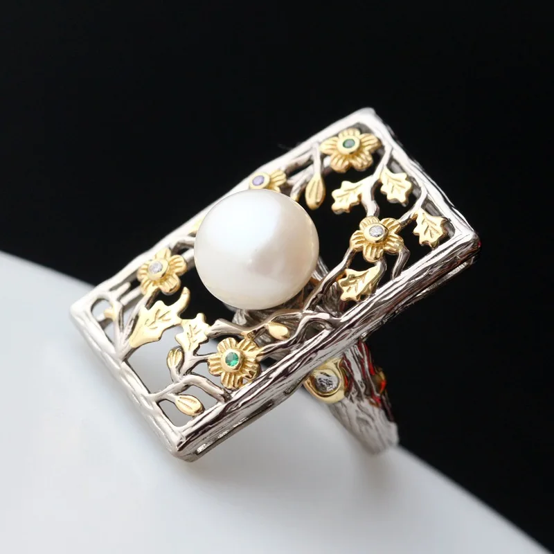 Inlaid natural pearl Thai silver ring 925 sterling silver wide face index finger female ring
Inlaid natural pearl Thai silver ring 925 sterling silver wide face index finger female ring