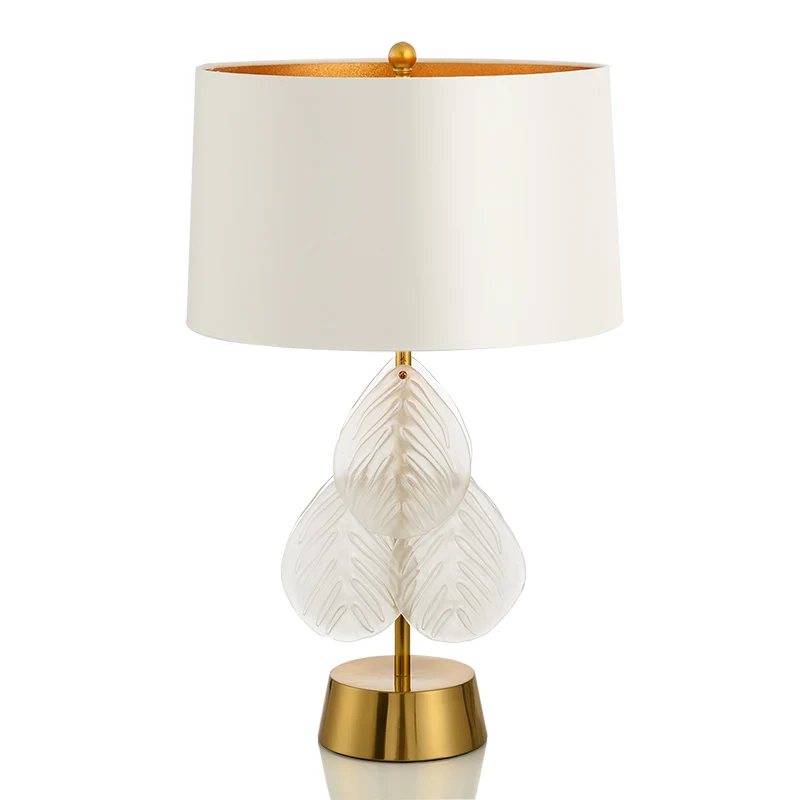 American leaves table lamps for living room white glass ball light iron tripod milky round desk lamp Reading | Лампы и освещение
