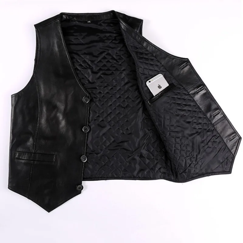 2021 Spring Autumn Sleeveless Leather Waistcoat For Men Sheepskin Men Vest Mens Tank Tops For Big Men Plus Size XL-6XL 100KG
2021 Spring Autumn Sleeveless Leather Waistcoat For Men Sheepskin Men Vest Mens Tank Tops For Big Men Plus Size XL-6XL 100KG