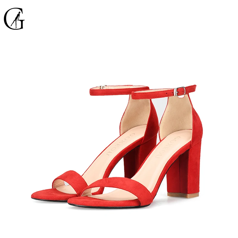 GOXEOU Women's Sandals Flock Ankle Strap Nude Black Red Orange Round Toe High Heels Party Fashion Office Lady Shoes Size 32-46
GOXEOU Women's Sandals Flock Ankle Strap Nude Black Red Orange Round Toe High Heels Party Fashion Office Lady Shoes Size 32-46