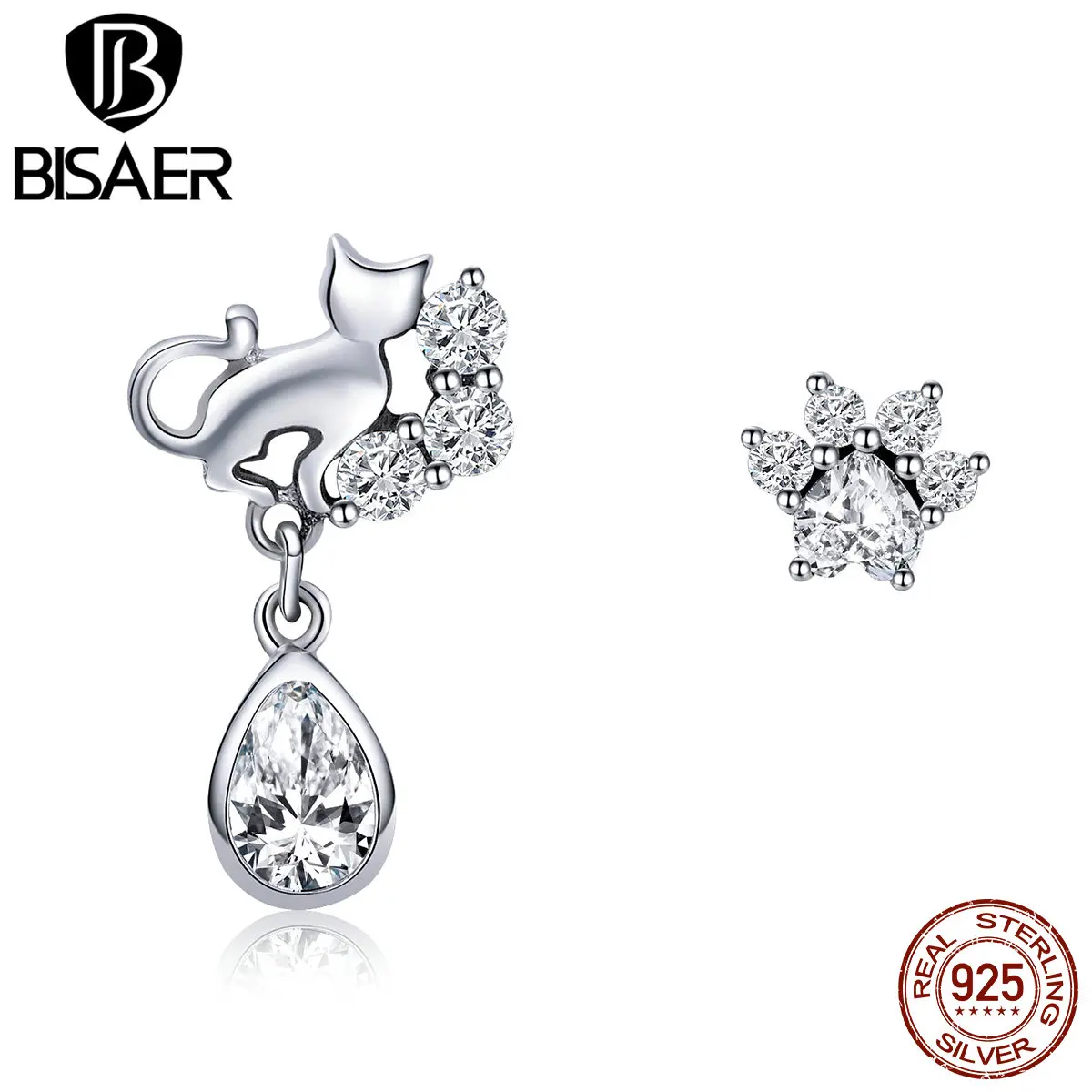 BISAER Hot Sale 925 Sterling Silver Cat Footprints Animal Clear CZ Stud Earrings For Women Fashion Earrings Jewelry ECE424
BISAER Hot Sale 925 Sterling Silver Cat Footprints Animal Clear CZ Stud Earrings For Women Fashion Earrings Jewelry ECE424