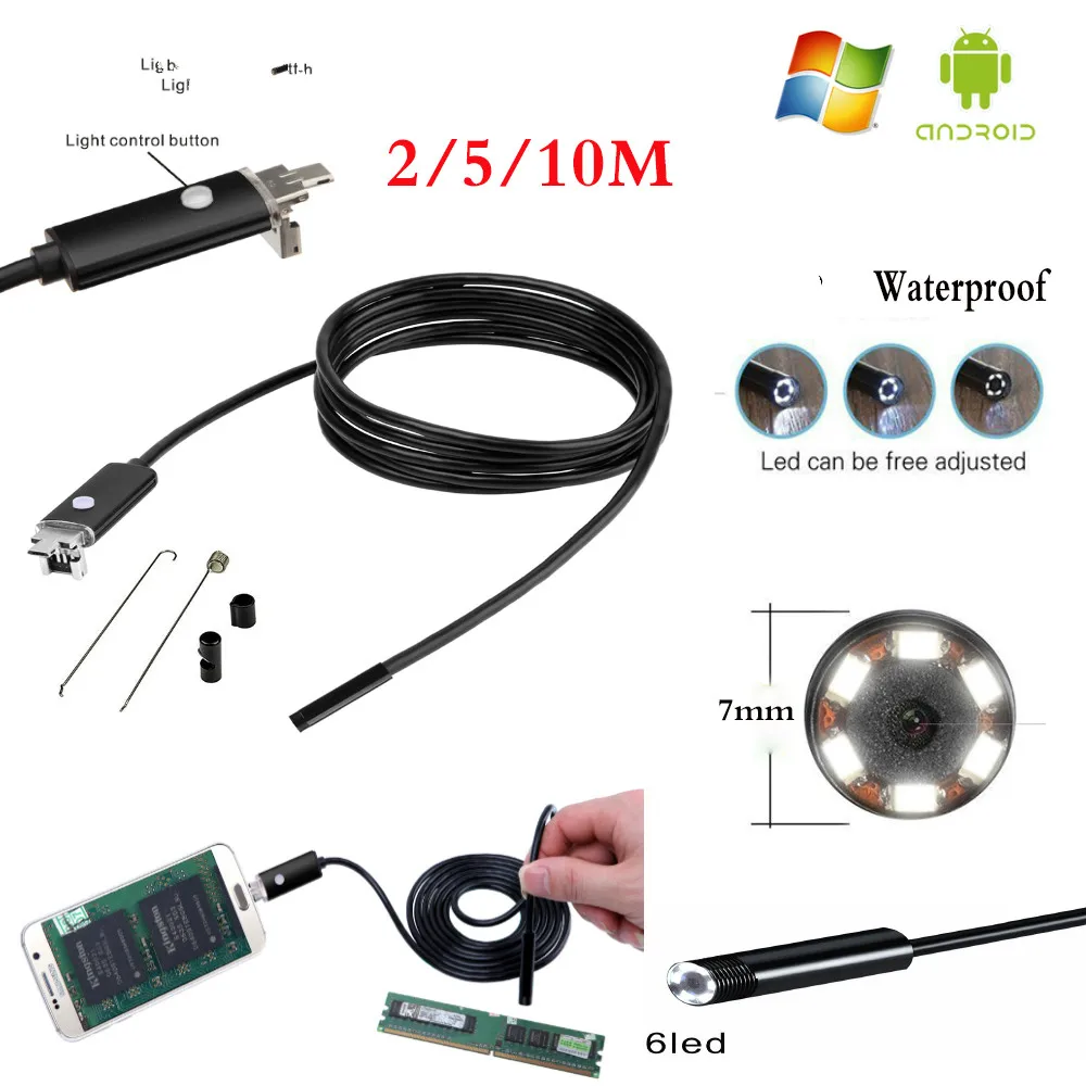 7MM Endoscope 2M 5M 10M HD USB Android Endoscopio Camera IP67 2 IN1 Android Borescope USB Endoskop Inspection Camera
7MM Endoscope 2M 5M 10M HD USB Android Endoscopio Camera IP67 2 IN1 Android Borescope USB Endoskop Inspection Camera