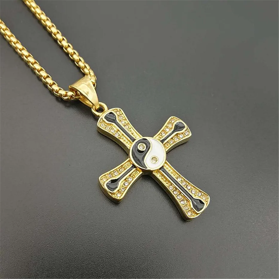 316L Stainless Steel Cross Necklace Men Gold Color Chinese Tai Chi Bagua Yin Yang Pendant Necklace For Women/Men Amulet Jewelry
316L Stainless Steel Cross Necklace Men Gold Color Chinese Tai Chi Bagua Yin Yang Pendant Necklace For Women/Men Amulet Jewelry