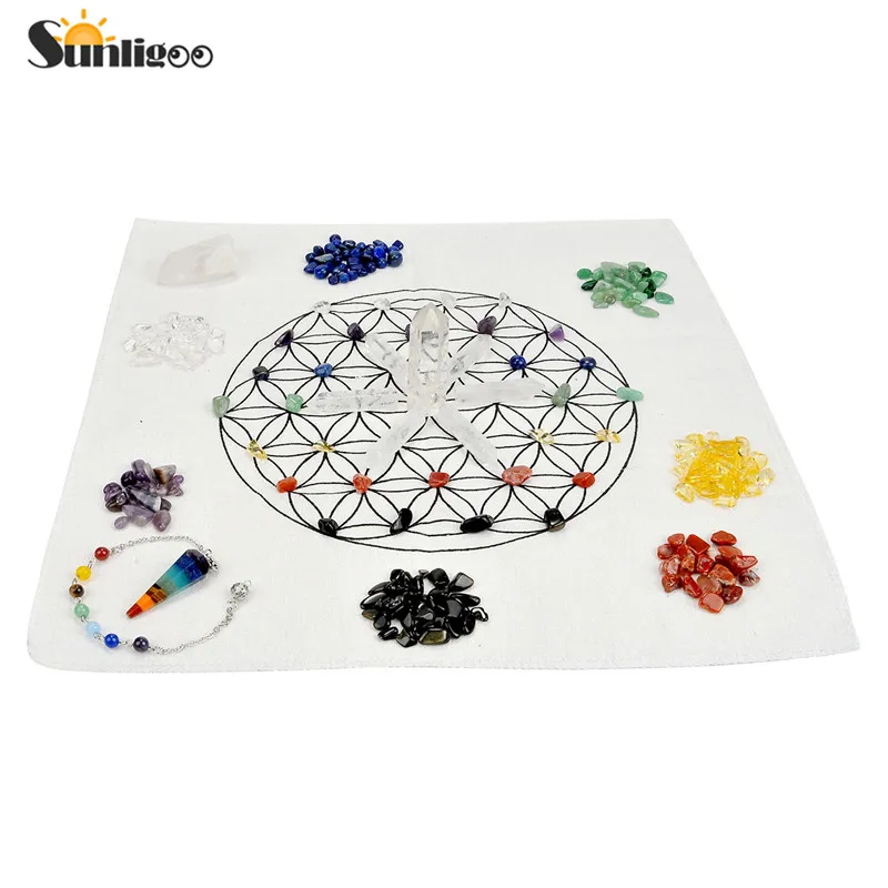 Sunligoo Chakra Crystal Healing Kit Lot of 7 Assorted Chips Stones Chakra Pendulum Clear Quartz Crystal Points Wands&Grid Cloth
Sunligoo Chakra Crystal Healing Kit Lot of 7 Assorted Chips Stones Chakra Pendulum Clear Quartz Crystal Points Wands&Grid Cloth