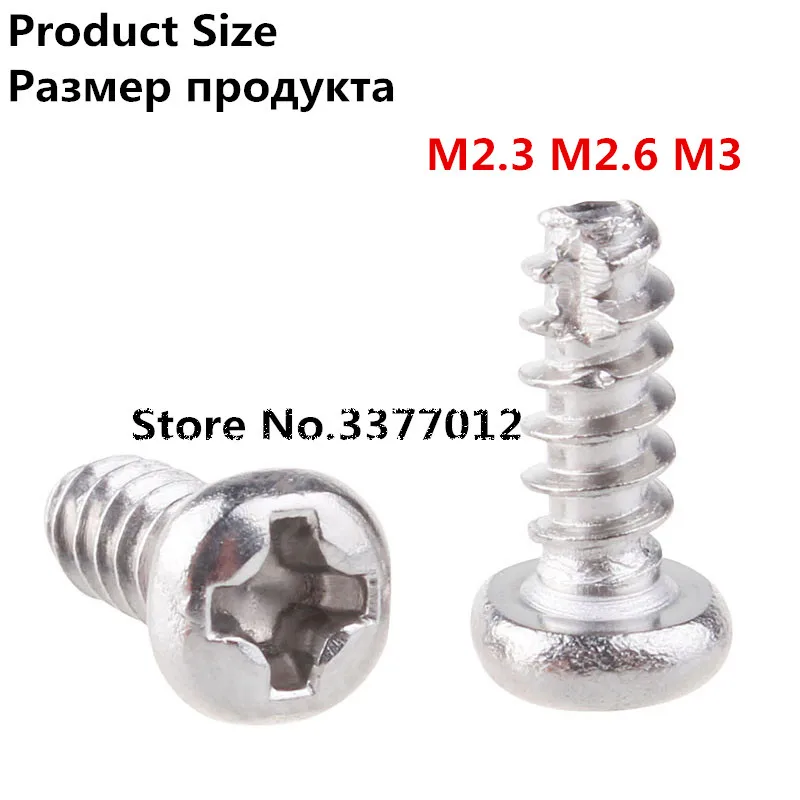 Винты саморез 50 шт./лот из нержавеющей стали 304 с круглой головкой и перекрестными зубцами, режущий хвост, винты M2.3 M2.6 M3
Винты саморез 50 шт./лот из нержавеющей стали 304 с круглой головкой и перекрестными зубцами, режущий хвост, винты M2.3 M2.6 M3