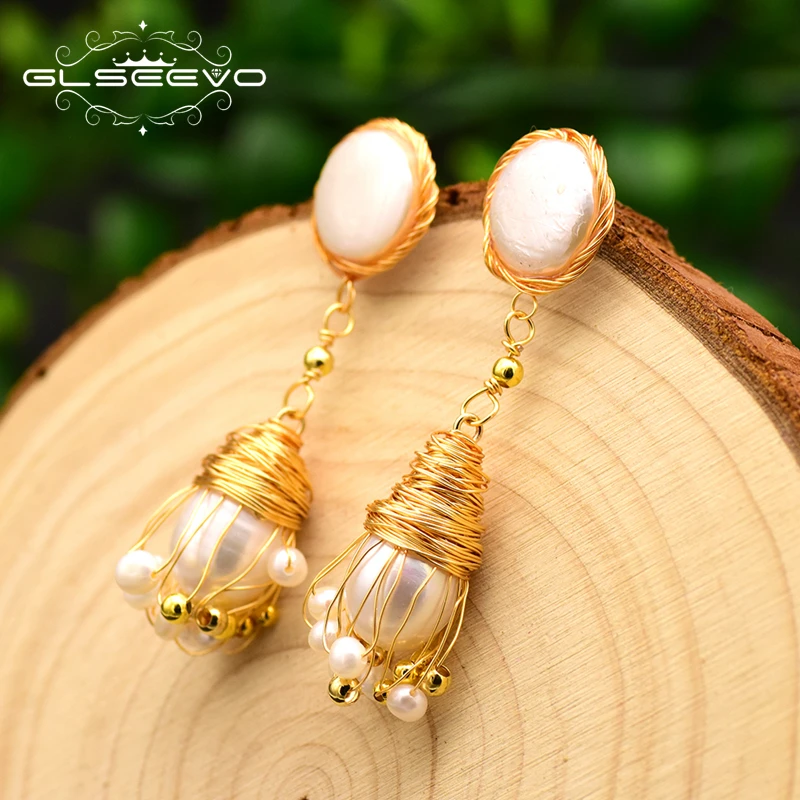 GLSEEVO Handmade Natural Fresh Water Baroque Pearl Tassel Drop Earrings For Women Wedding Dangle Earrings Korean Jewelry GE0687
GLSEEVO Handmade Natural Fresh Water Baroque Pearl Tassel Drop Earrings For Women Wedding Dangle Earrings Korean Jewelry GE0687